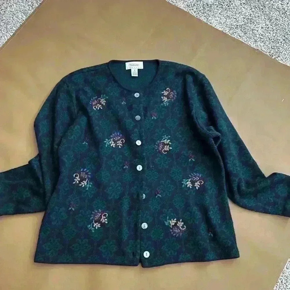 Vintage Talbots Embroidered Cardigan: Petite Small